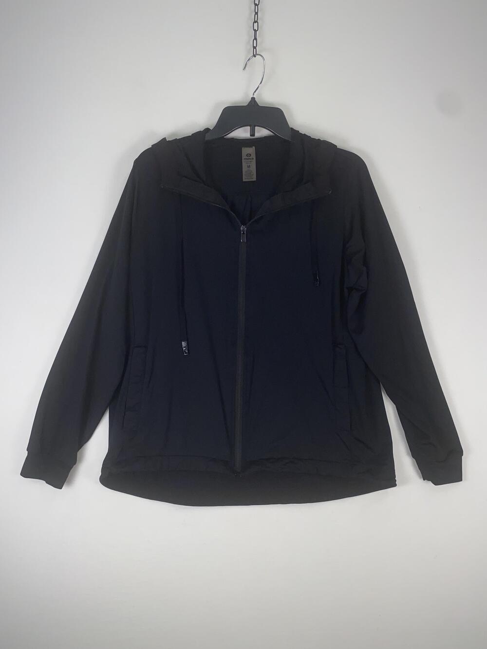 Mono B Jacket Womens Medium Black Hooded Full Zip Softshell Windbreaker